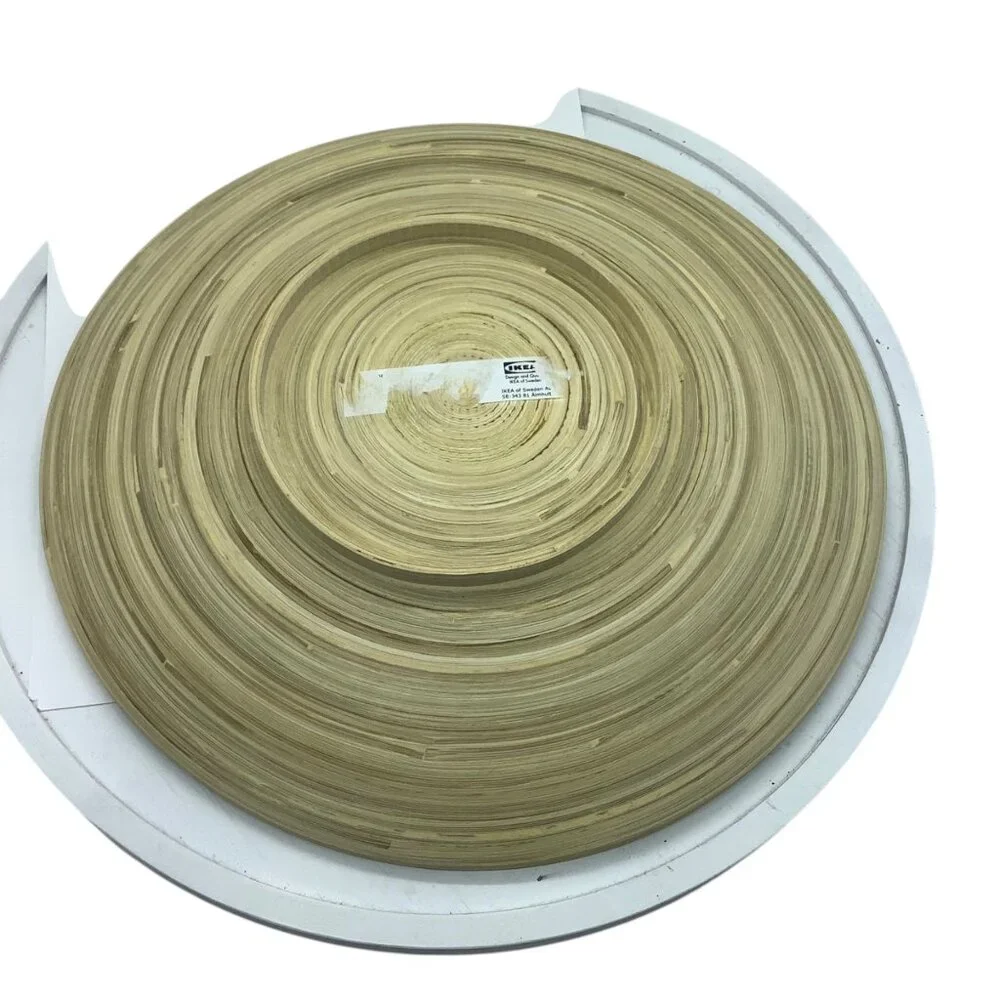 Ikea Hultet Bamboo Decorative Plate‎ Dish Tray 12” Round Natural Color